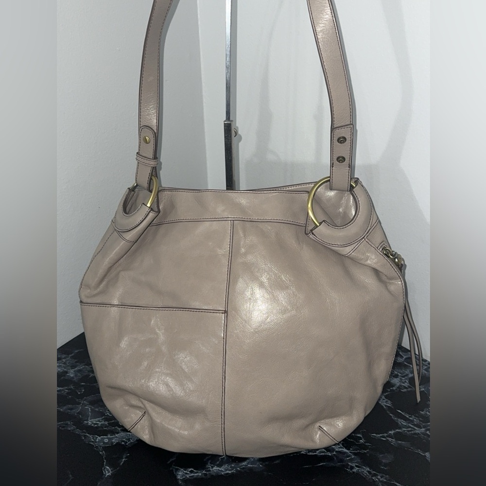 HOBO Port Handbag Light Gray Leather Large Tablet IPad Bag AUTHENTIC